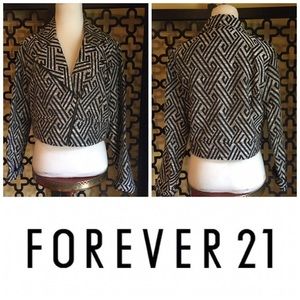 FOREVER 21‎ BLACK SILVER JACKET WITH GEOMETRIC DESIGN Size Medium